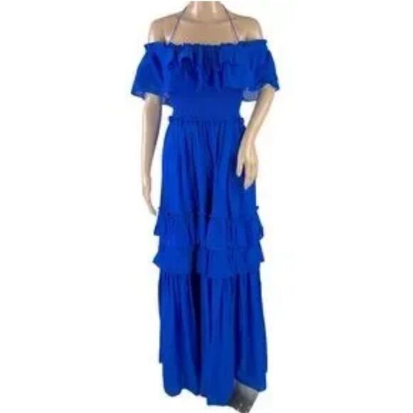 Happy Nature Royal Blue Ruffle Cotton Dress(Size Medium) - Picture 2 of 9